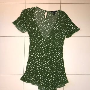 Green Polka dot romper